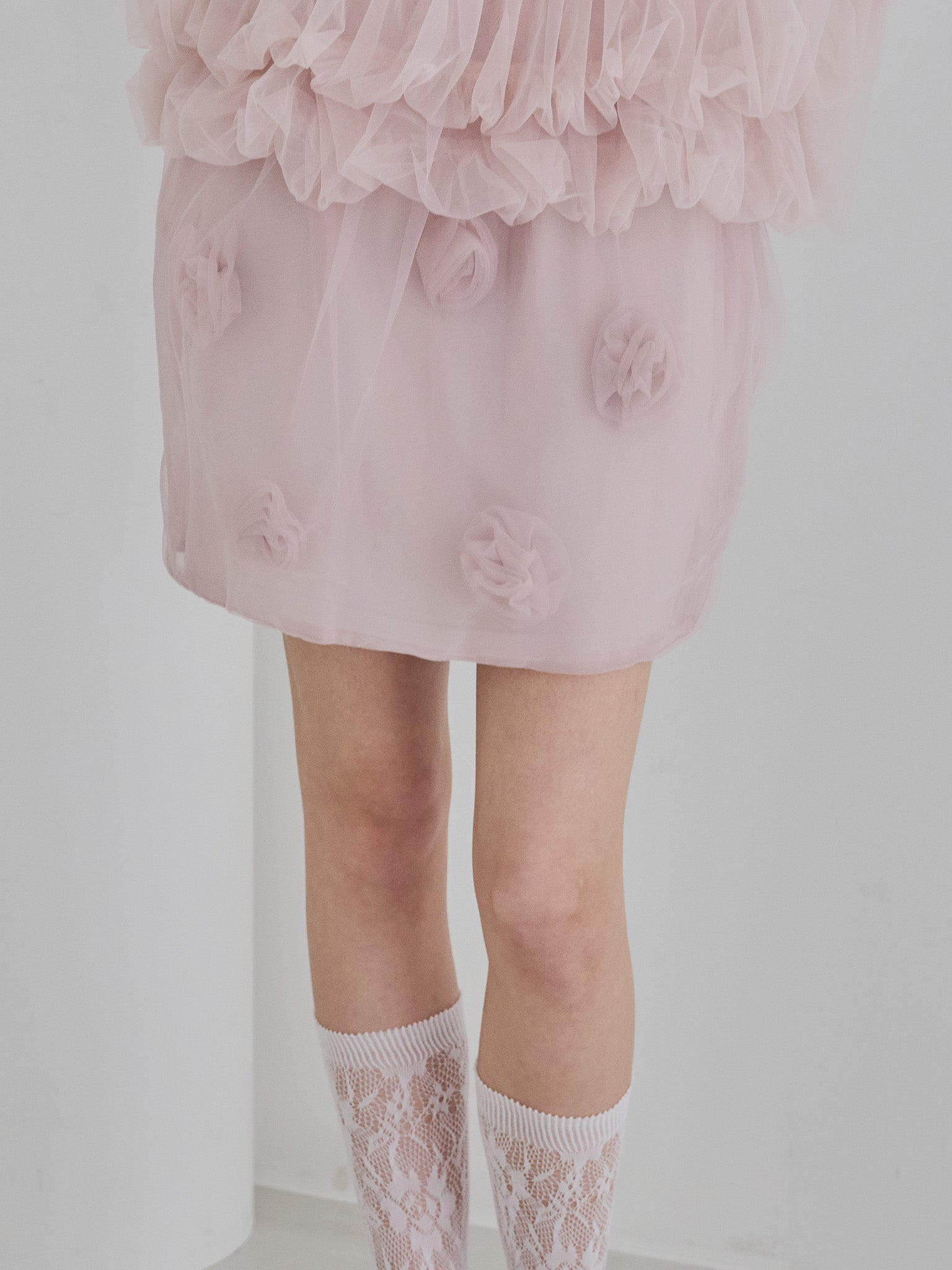 Rose tulle mini skirt ピンク size:M model:175cm MARTA