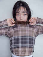 Fur trimmed sheer top ブラウン size:M model:161cm 富樫かなえ