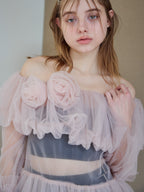Rose tulle off shoulder blouse ピンク size:M model:174cm KATERYNA