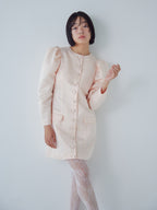 Volume sleeve mini dress ピンクベージュ size:M model:161cm 富樫かなえ