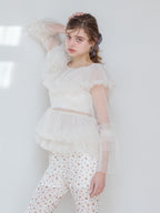 Rose tulle off shoulder blouse ホワイト size:M model:174cm KATERYNA