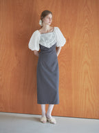 embroidered scarf dress グレー size:M model:174cm LERA