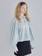 Many ribbon volume sleeve blouse ブルー size:M model:173cm Olesia