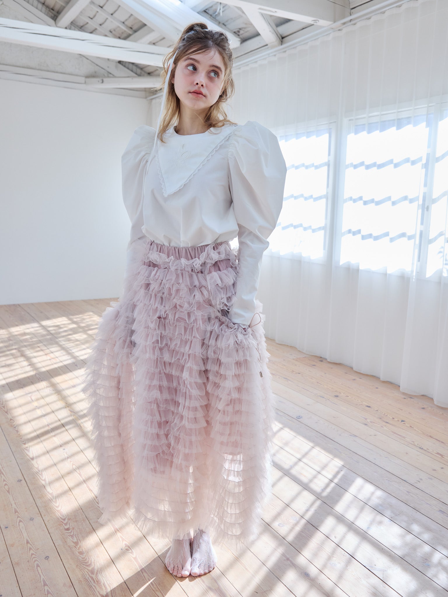 Tulle tiered volume skirt ピンク size:M model:174cm KATERYNA