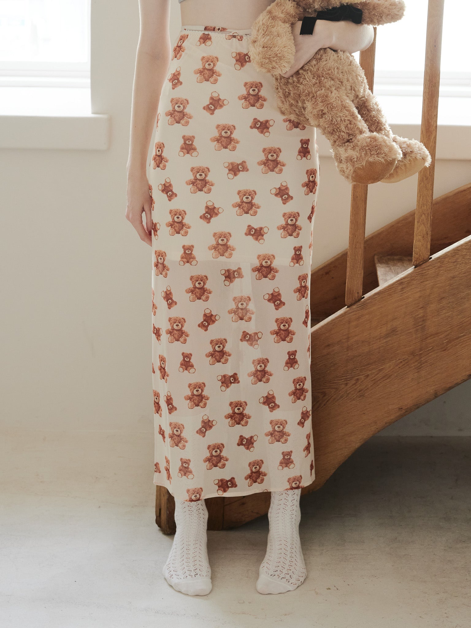 Teddy bear tulle skirt アイボリー size:M model:173cm DASHA.G