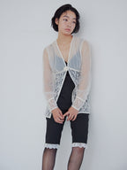 Hem lace sabrina pants ブラック size:M model:161cm 富樫かなえ