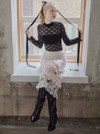 Shiny lace tiered skirt ピンク size:M model:173cm DASHA.G