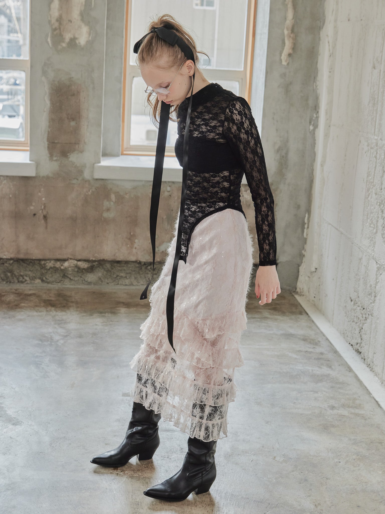 Back open race bodysuit ブラック size:M model:173cm DASHA.G