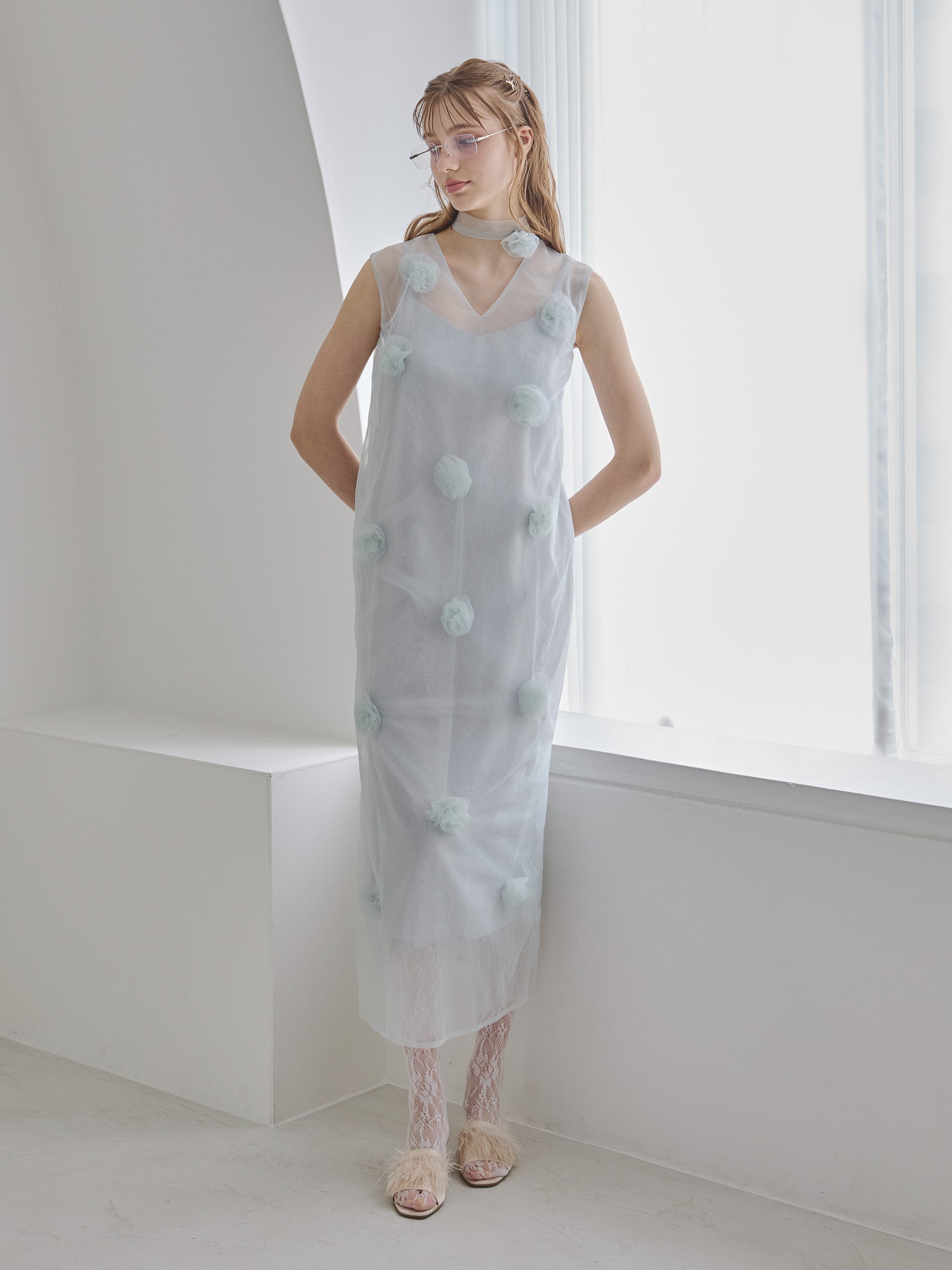 Rose tulle dress ミント size:M model:175cm MARTA