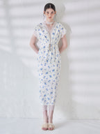 Lace trimming flower dress ブルー size:M model:170cm ALICE