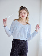 Tulip crochet cardigan サックス size:M model:174cm KATERYNA