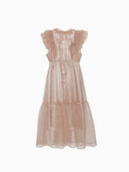 Dot organdy dress ピンクベージュ