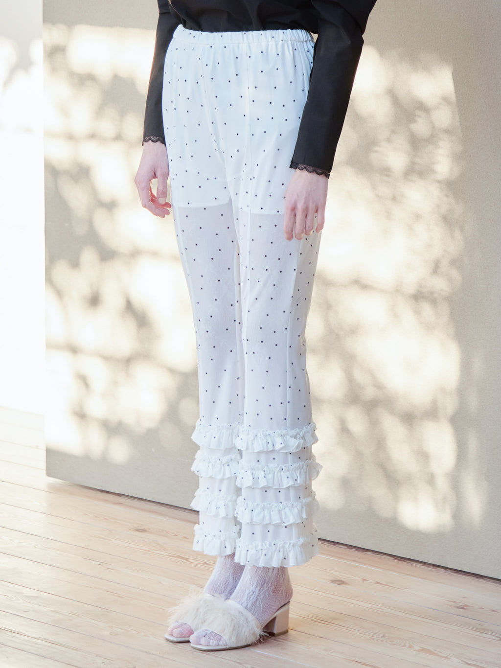 Frill tulle print pants ホワイト size:M model:174cm KATERYNA