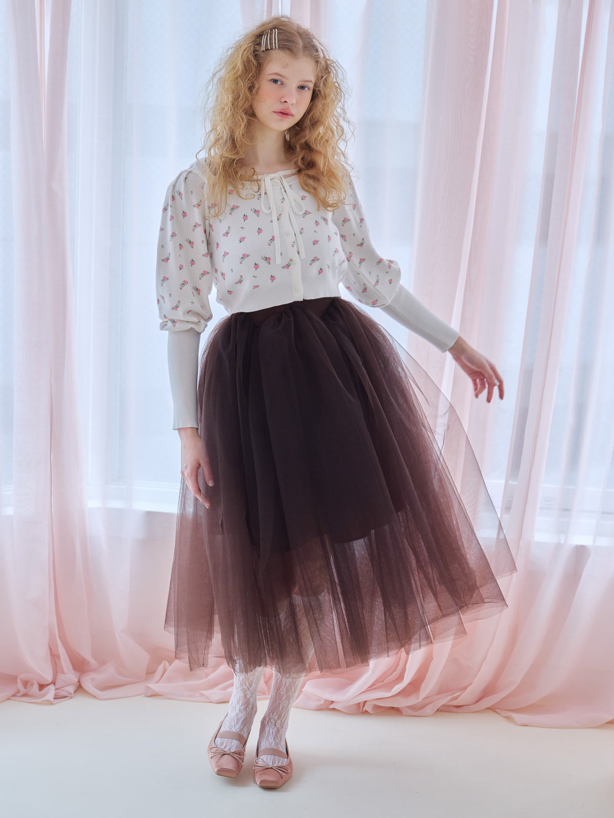 Lace lined cardigan ホワイト size:M model:173cm Olesia