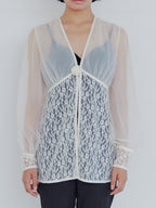 Rose sheer blouse アイボリー size:M model:161cm 富樫かなえ