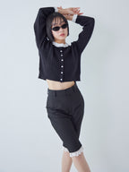 Hem lace sabrina pants ブラック size:M model:161cm 富樫かなえ