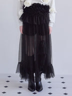 Frill tulle skirt & shorts set ブラック size:M model:173cm ALINA