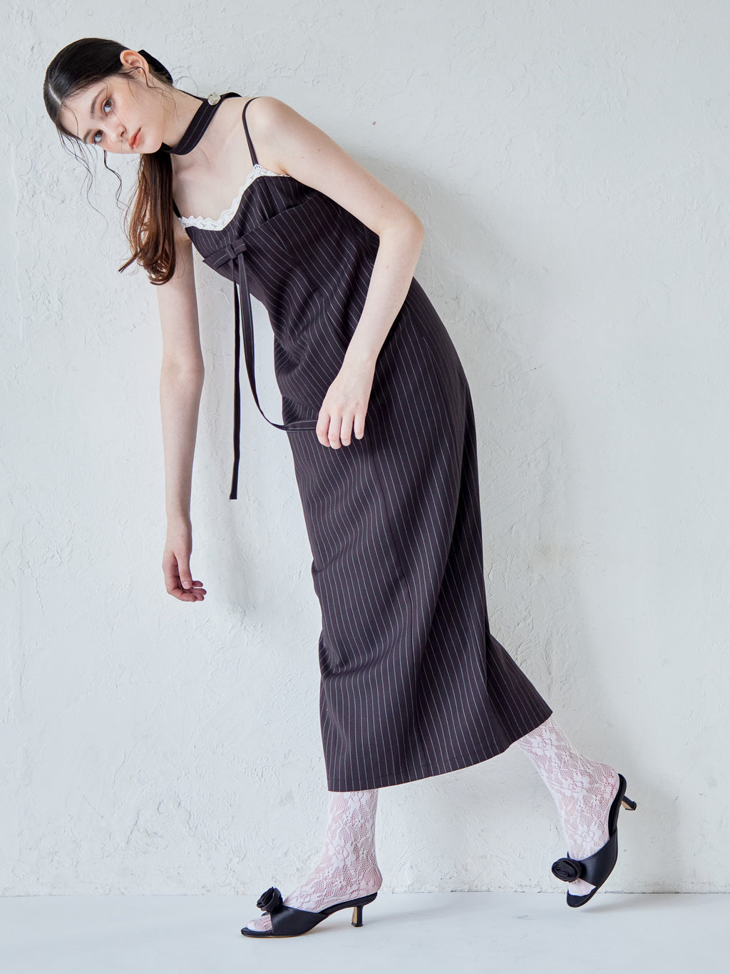 Stripe ribbon tight dress ブラック size:M model:170cm ALICE