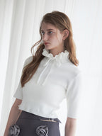 Hem tulle rib knit ホワイト size:M model:174cm LERA