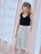 Fur shoulder satin camisole ブラック size:M model:173cm Olesia