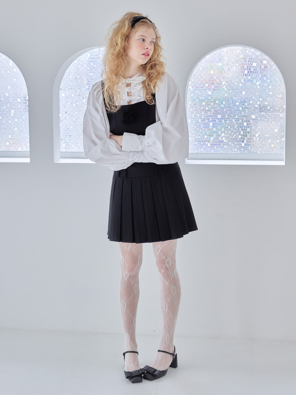 Many ribbon volume sleeve blouse ホワイト size:M model:173cm Olesia