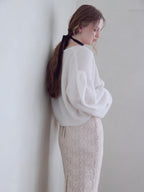 Many rose embroidery cardigan ホワイト size:M model:173cm ALINA