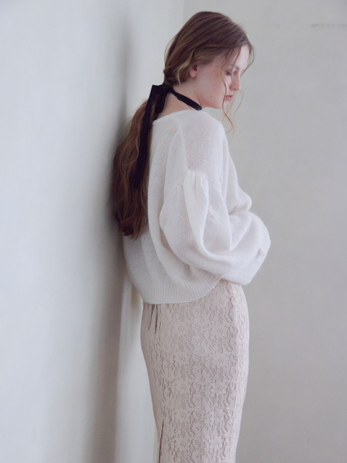 Many rose embroidery cardigan ホワイト size:M model:173cm ALINA