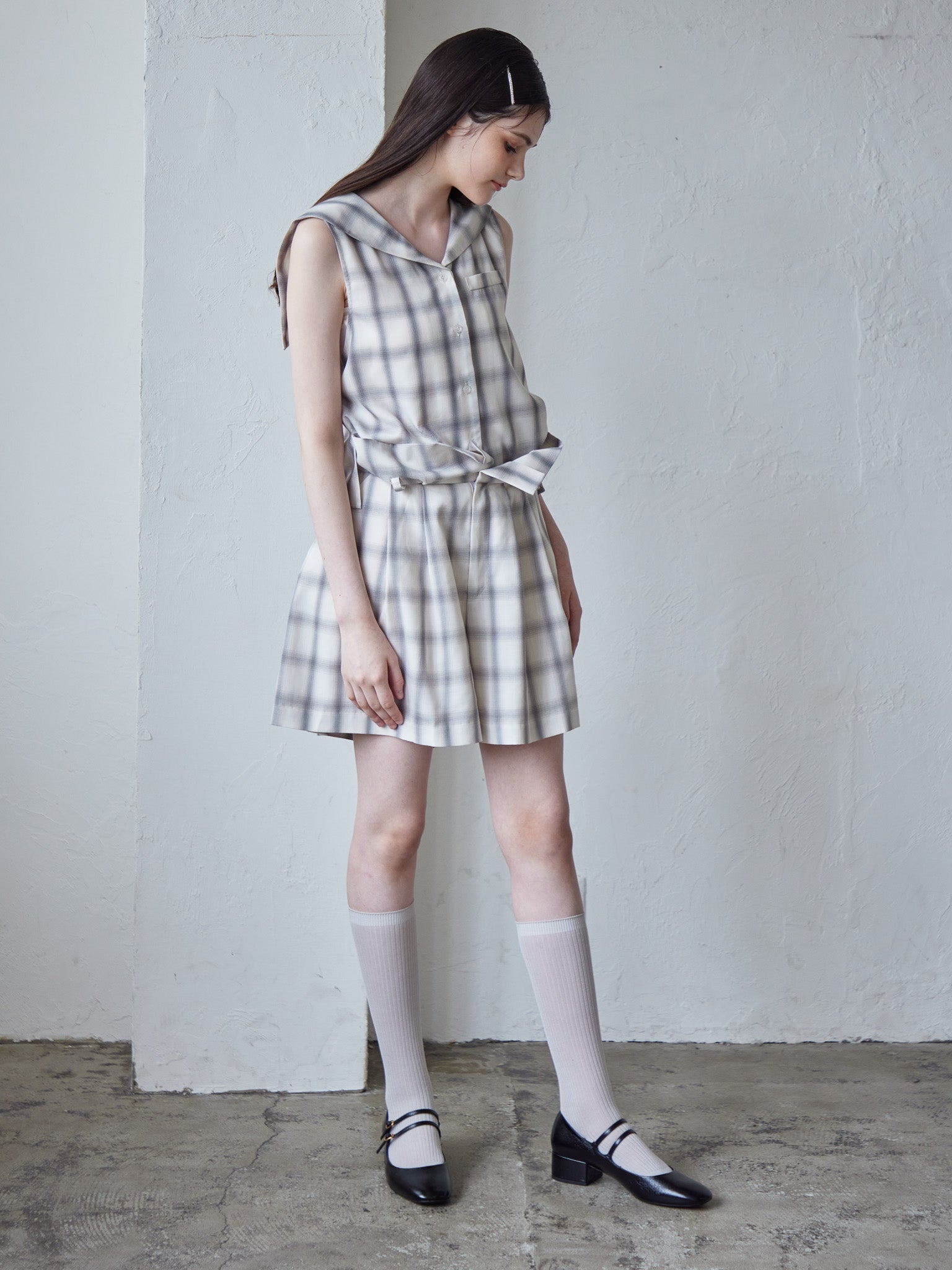 High waist volume short pants グレー size:M model:170cm ALICE