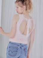 Back open shaggy knit tank top ピンク size:M model:173cm Olesia