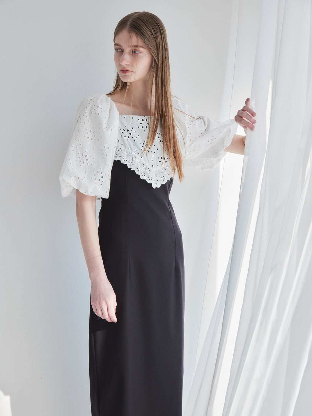 embroidered scarf dress ブラック size:M model:174cm LERA