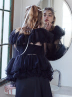 Rose tulle off shoulder blouse ブラック size:M model:174cm KATERYNA