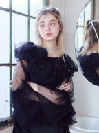 Rose tulle off shoulder blouse ブラック size:M model:174cm KATERYNA