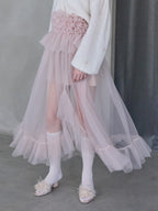 Frill tulle skirt & shorts set ピンク size:M model:173cm ALINA