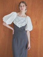 embroidered scarf dress グレー size:M model:174cm LERA