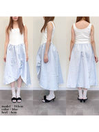 Rose satin docking rib dress ブルー