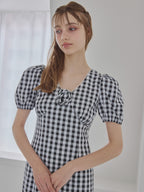 Rose gingham dress ブラック size:M model:175cm MARTA