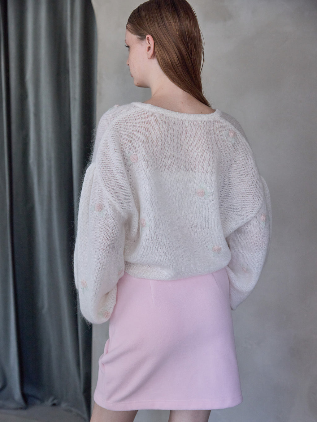 Many rose embroidery cardigan ホワイト size:M model:173cm ALINA