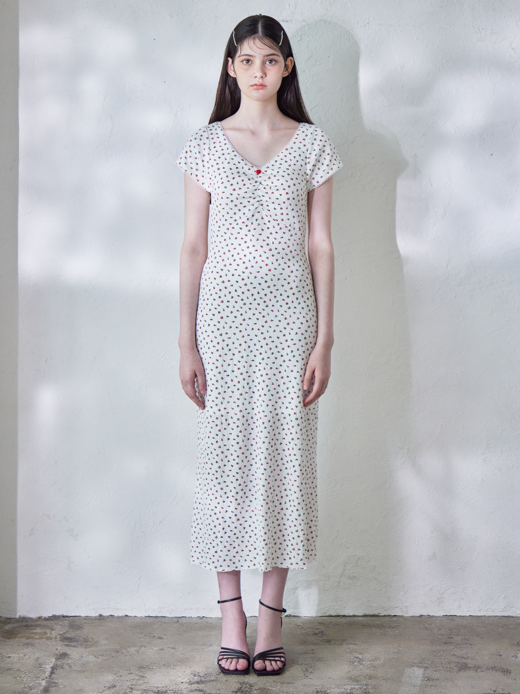 Back open print cut dress ホワイト size:M model:170cm ALICE