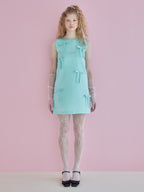 Many ribbon satin mini dress