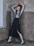 Mohair crochet ribbon cardigan ライトグレー size:M model:173cm DASHA.G