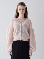 Many rose embroidery cardigan ピンク size:M model:173cm ALINA
