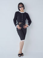 Hem lace sabrina pants ブラック size:M model:161cm 富樫かなえ