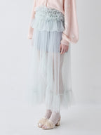 Frill tulle skirt & shorts set ミント size:M model:173cm ALINA