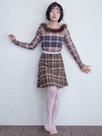 Hem flare mini skirt ブラウン size:M model:161cm 富樫かなえ
