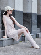 Low belt lace mini dress ピンク size:M model:170cm ALICE