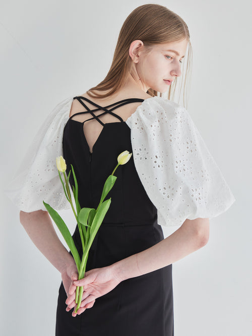 embroidered scarf dress ブラック size:M model:174cm LERA
