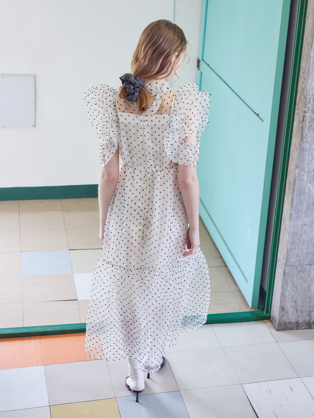 Dot organdy dress ホワイト size:M model:171cm ANIUTA