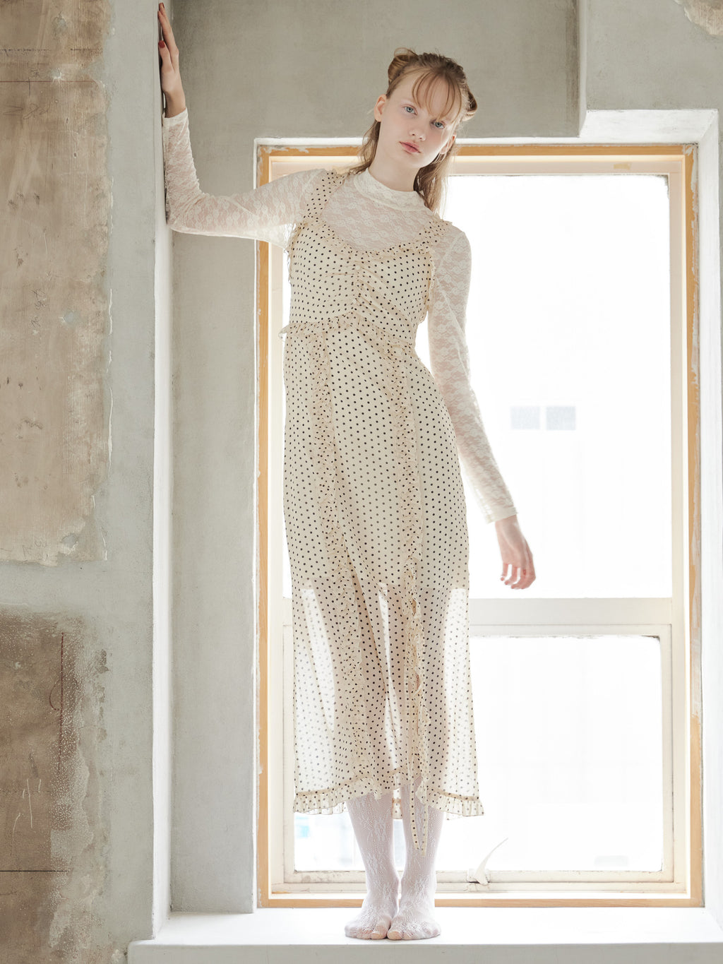 Frill slit cami dress ベージュ size:M model:173cm DASHA.G