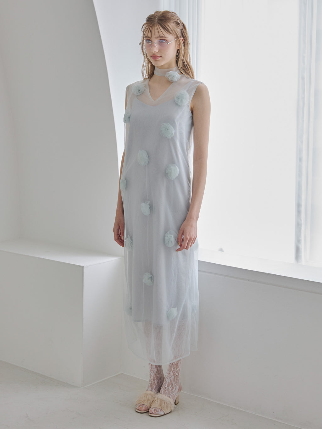 Rose tulle dress ミント size:M model:175cm MARTA