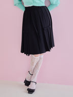 Ribbon slit pleated skirt ブラック size:M model:173cm Olesia